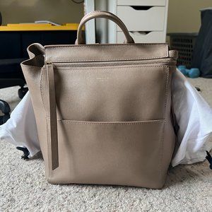 Mina Baie Harper Real Leather Mini Maternity Backpack in Desert Tan